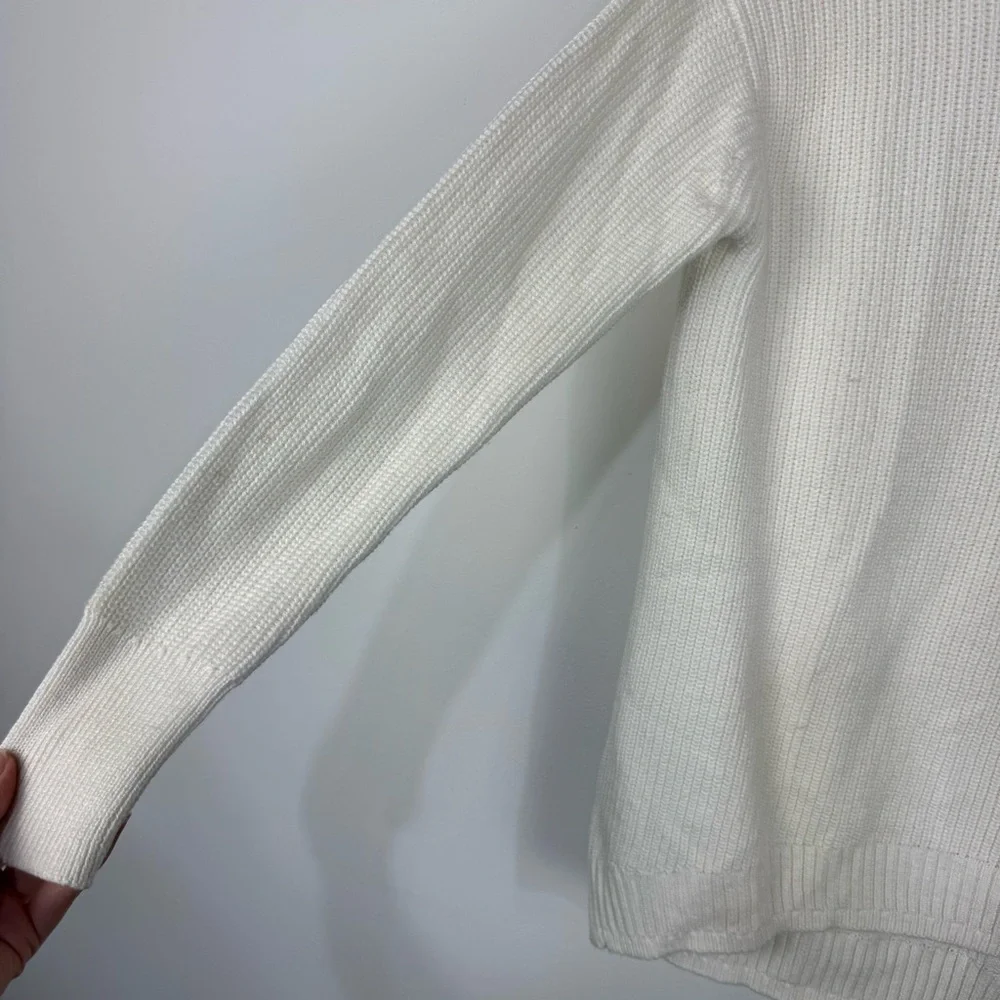 J.Crew Cashmere Blend White Turtleneck Chunky Knit Sweater Minimalist